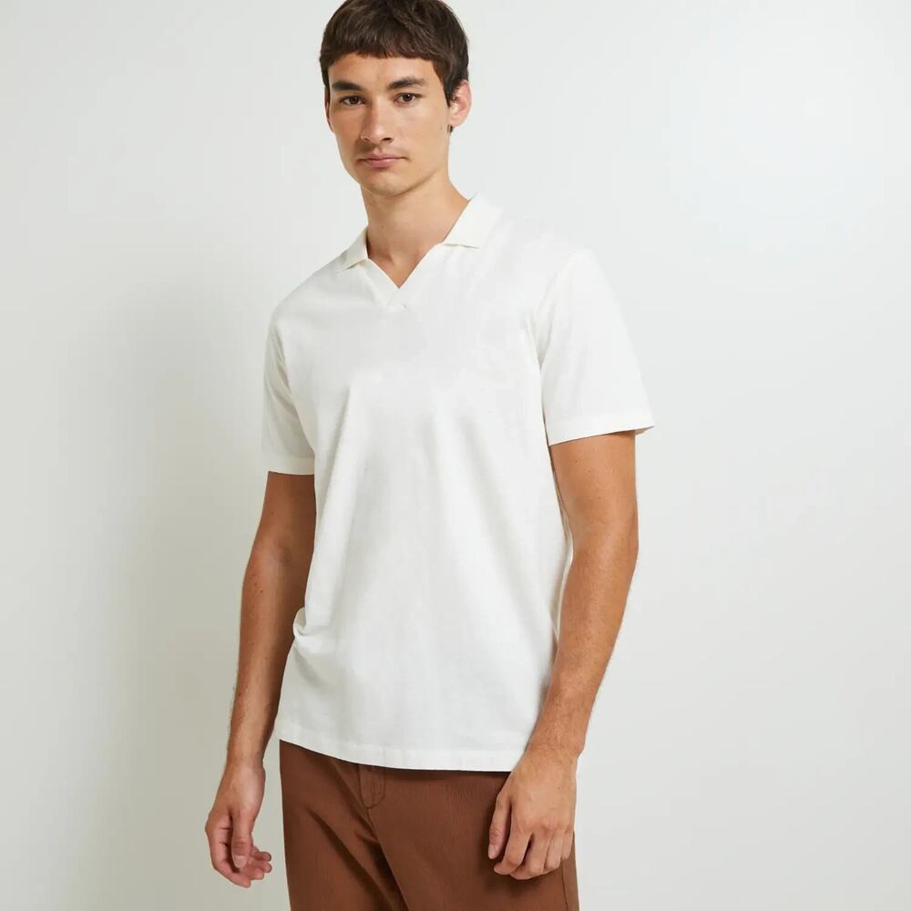 MONOPRIX Polo Men Short Sleeve Cotton Portugal made White Size Medium A000909